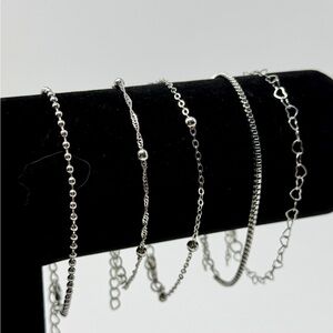 Silver Layering Bracelet Set - 5 Pack